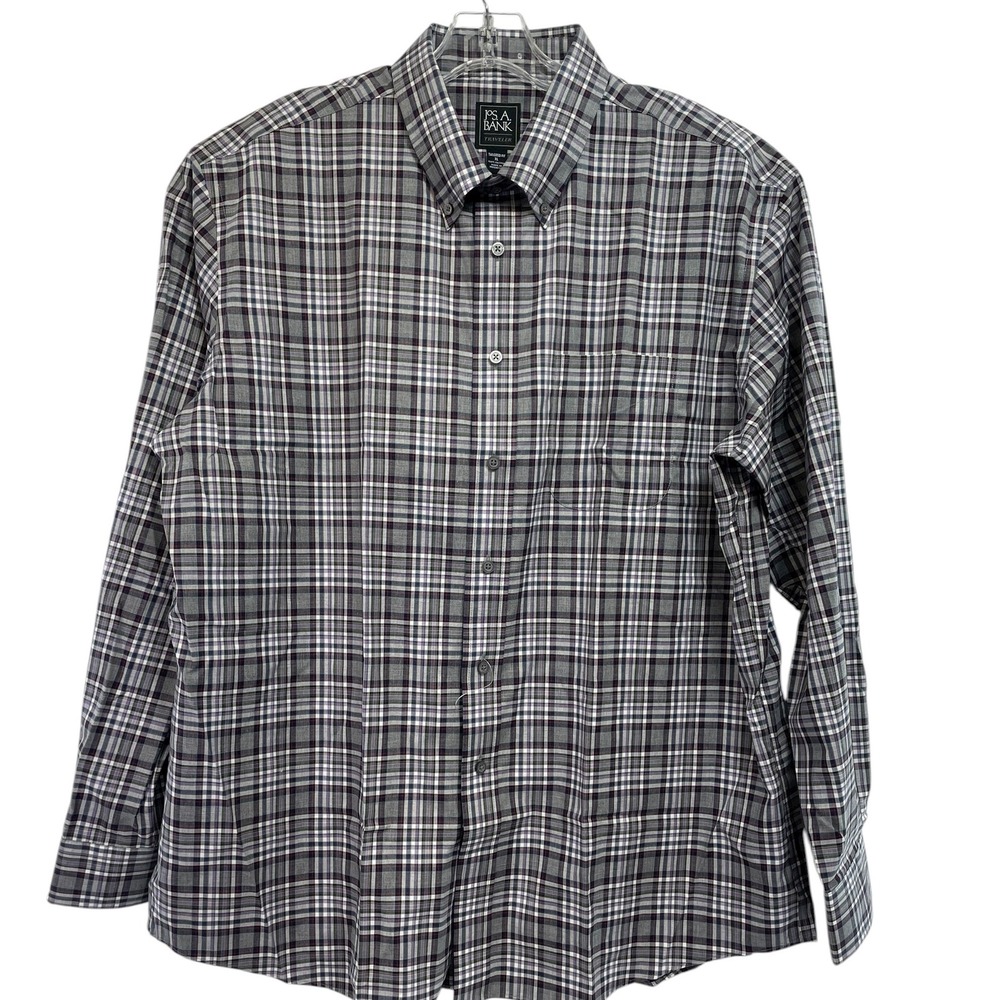 Jos A Bank Traveler shirt Sz XL Tailored Fit Multicolored Button up Shirt (W16)
